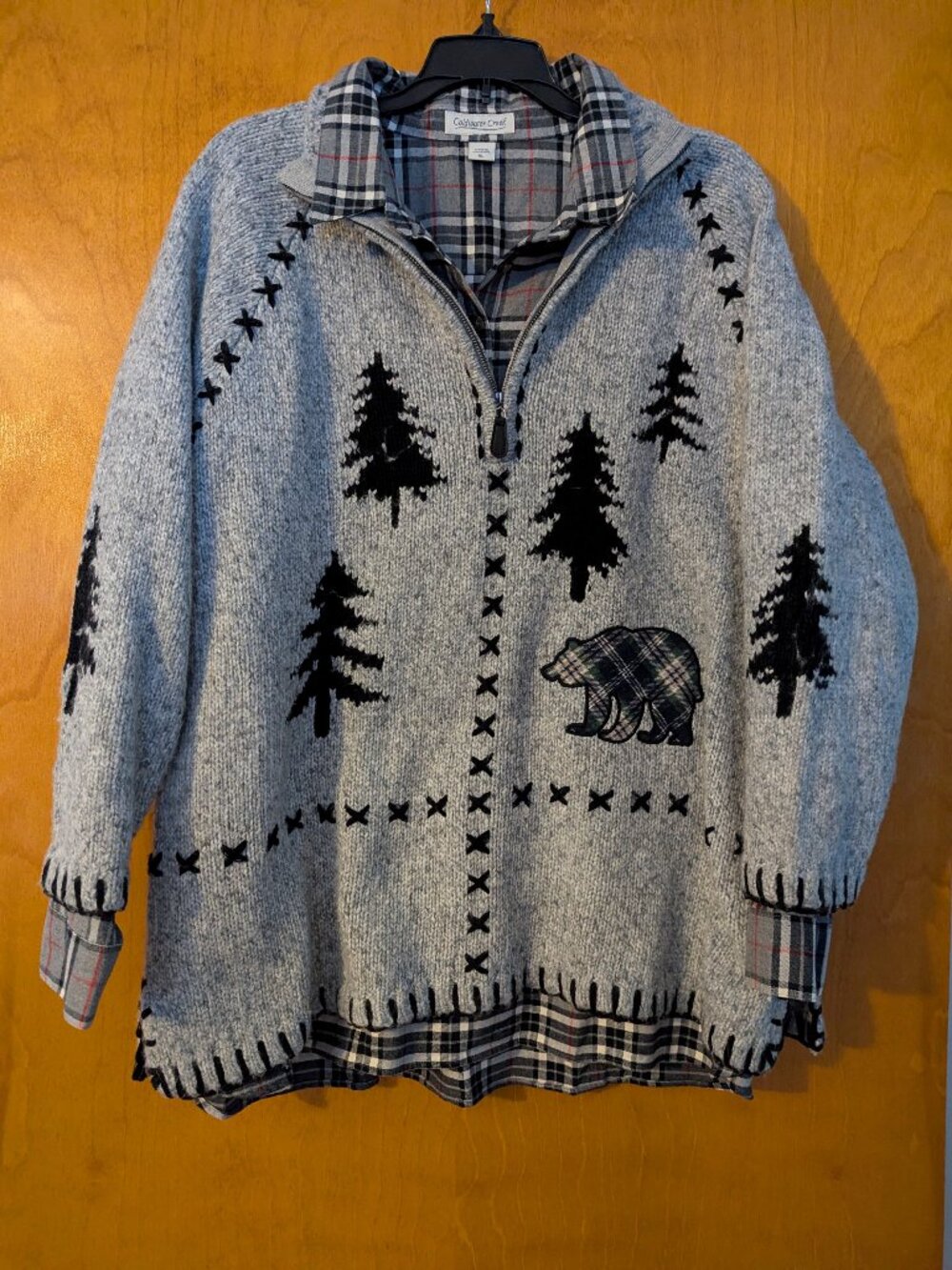 Coldwater Creek Bear & Pine Tree Sweater | NWOT | Cozy Cabin Style Size XL/P - Picture 2 of 10